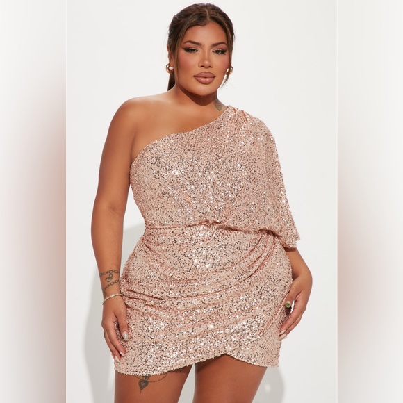 Ella Sequin Mini Dress - Rose Gold - Picture 1 of 3